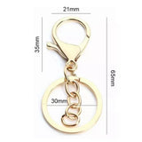 50PCS Key Chain Ring Alloy Golden Polished DIY Handcraft Metal Key Rings with Chain for Travel