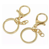 50PCS Key Chain Ring Alloy Golden Polished DIY Handcraft Metal Key Rings with Chain for Travel