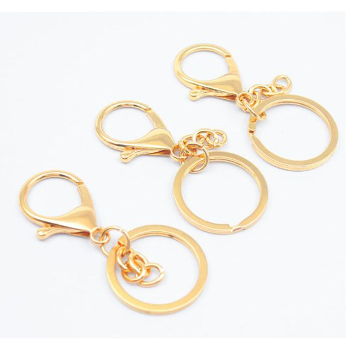 50PCS Key Chain Ring Alloy Golden Polished DIY Handcraft Metal Key Rings with Chain for Travel