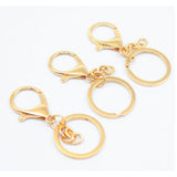 50PCS Key Chain Ring Alloy Golden Polished DIY Handcraft Metal Key Rings with Chain for Travel