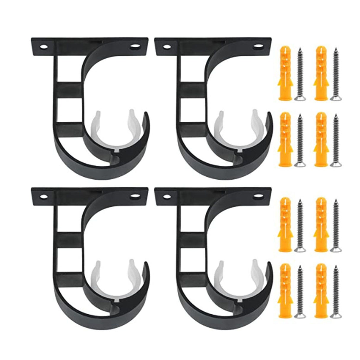 4 Set Curtain Rod Bracket Thickened Aluminum Alloy Black Paint Spraying Rust Prevention Curtain Rod Fixing Hook