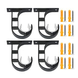 4 Set Curtain Rod Bracket Thickened Aluminum Alloy Black Paint Spraying Rust Prevention Curtain Rod Fixing Hook
