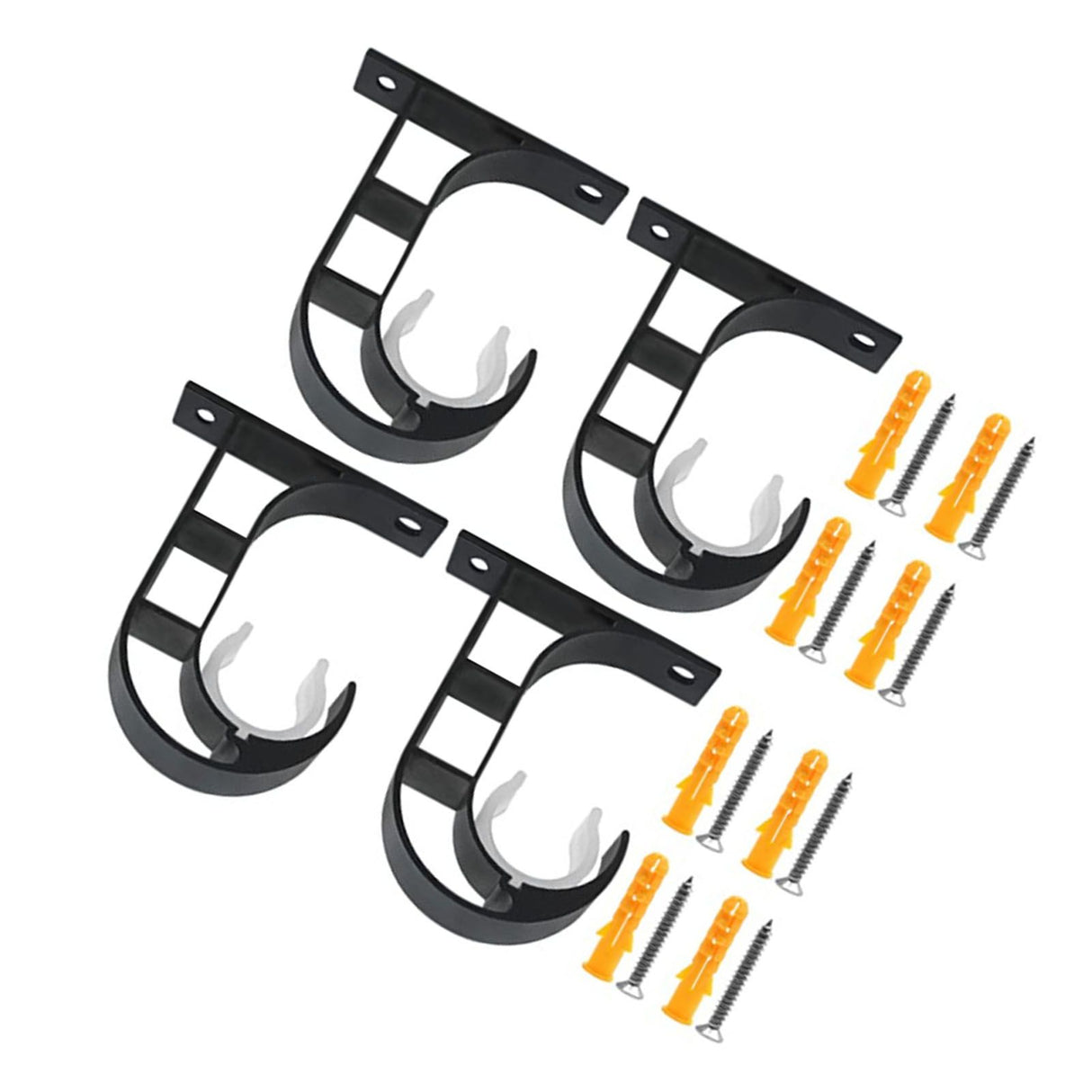 4 Set Curtain Rod Bracket Thickened Aluminum Alloy Black Paint Spraying Rust Prevention Curtain Rod Fixing Hook