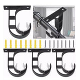 4 Set Curtain Rod Bracket Thickened Aluminum Alloy Black Paint Spraying Rust Prevention Curtain Rod Fixing Hook