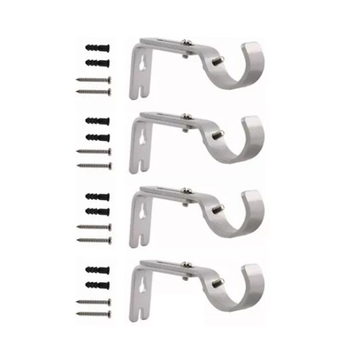 4PCS Curtain Rod Bracket Adjustable Heavy Duty Curtain Rod Wall Bracket Hooks with Installation Screws