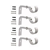 4PCS Curtain Rod Bracket Adjustable Heavy Duty Curtain Rod Wall Bracket Hooks with Installation Screws