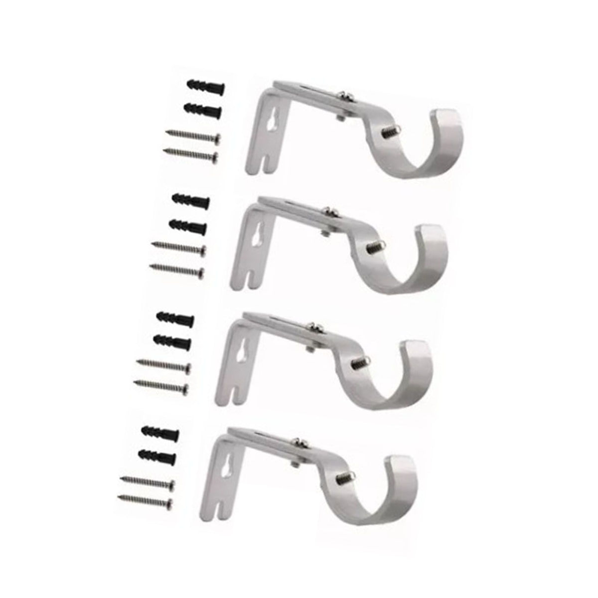 4PCS Curtain Rod Bracket Adjustable Heavy Duty Curtain Rod Wall Bracket Hooks with Installation Screws
