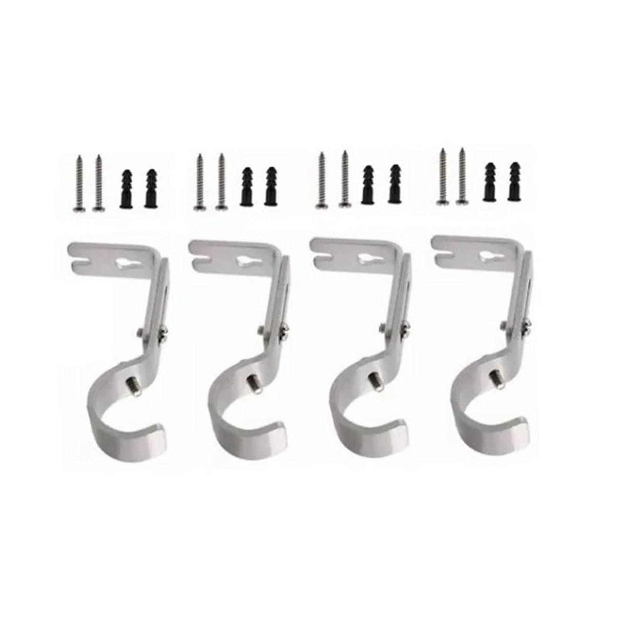 4PCS Curtain Rod Bracket Adjustable Heavy Duty Curtain Rod Wall Bracket Hooks with Installation Screws