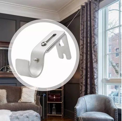 4PCS Curtain Rod Bracket Adjustable Heavy Duty Curtain Rod Wall Bracket Hooks with Installation Screws