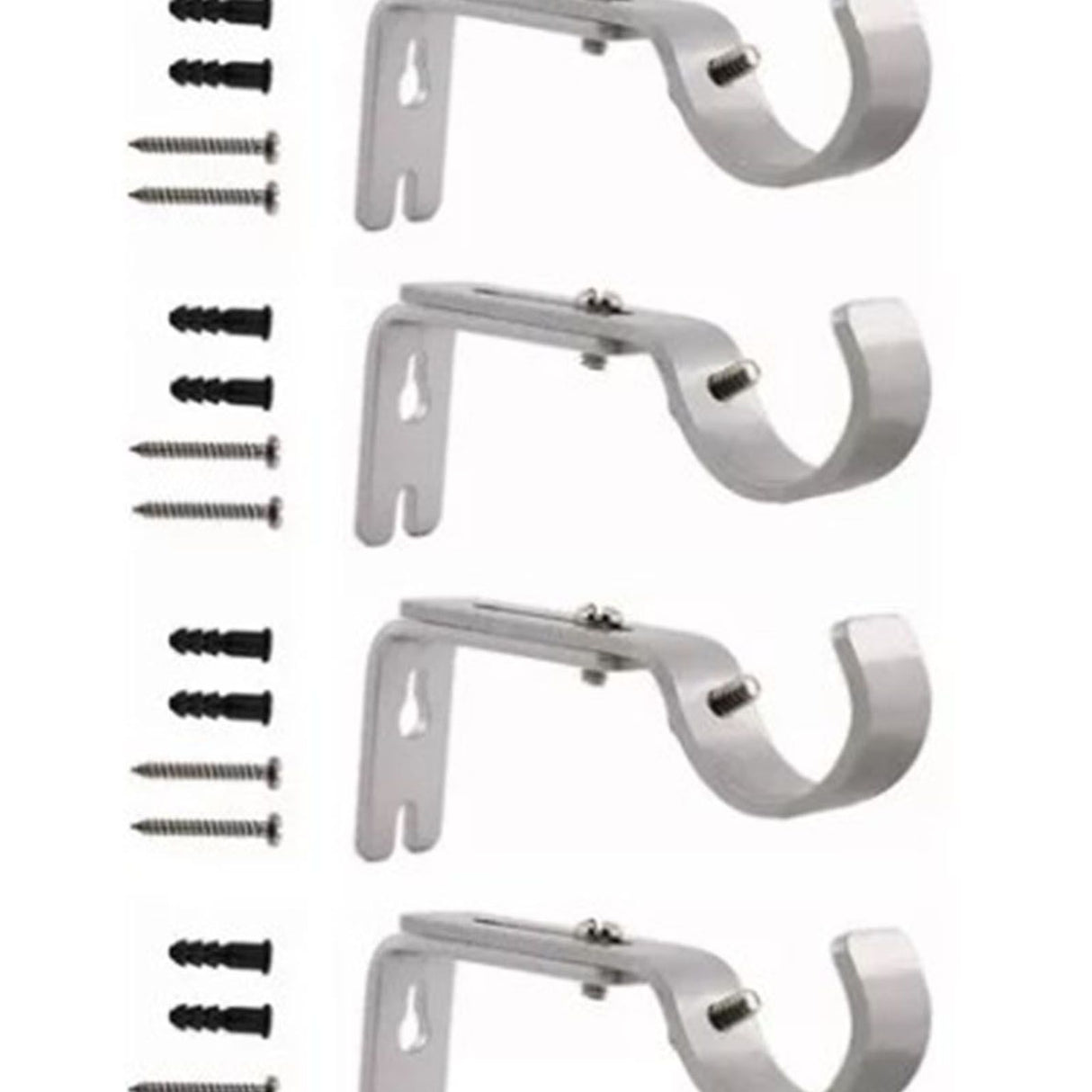4PCS Curtain Rod Bracket Adjustable Heavy Duty Curtain Rod Wall Bracket Hooks with Installation Screws