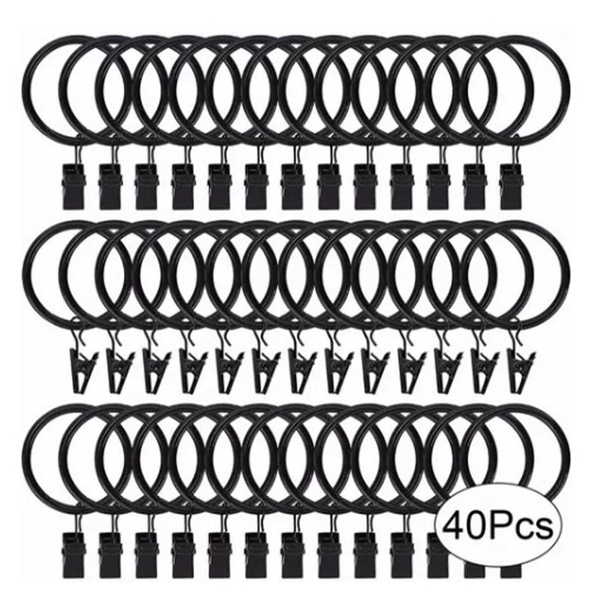 40 Pcs 38mm Clip On Curtain Rings Heavy Duty Strong Hanging Drapery Drapes Clip for Hotels Restaurants Bars