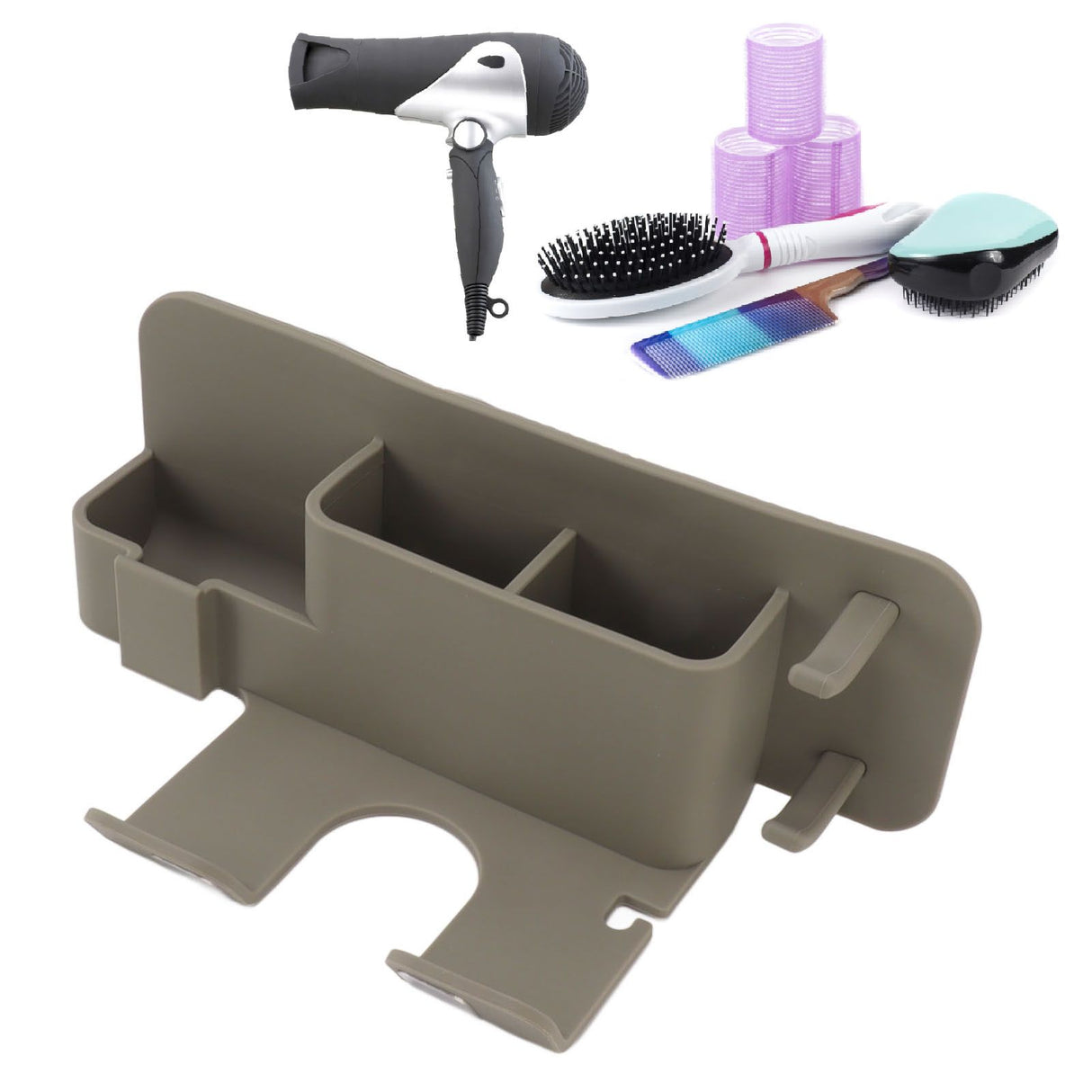 Wall Mounted Hair Dryer Holder Blow Dryer Holder Organizer Stand Bathroom Accessories Gray