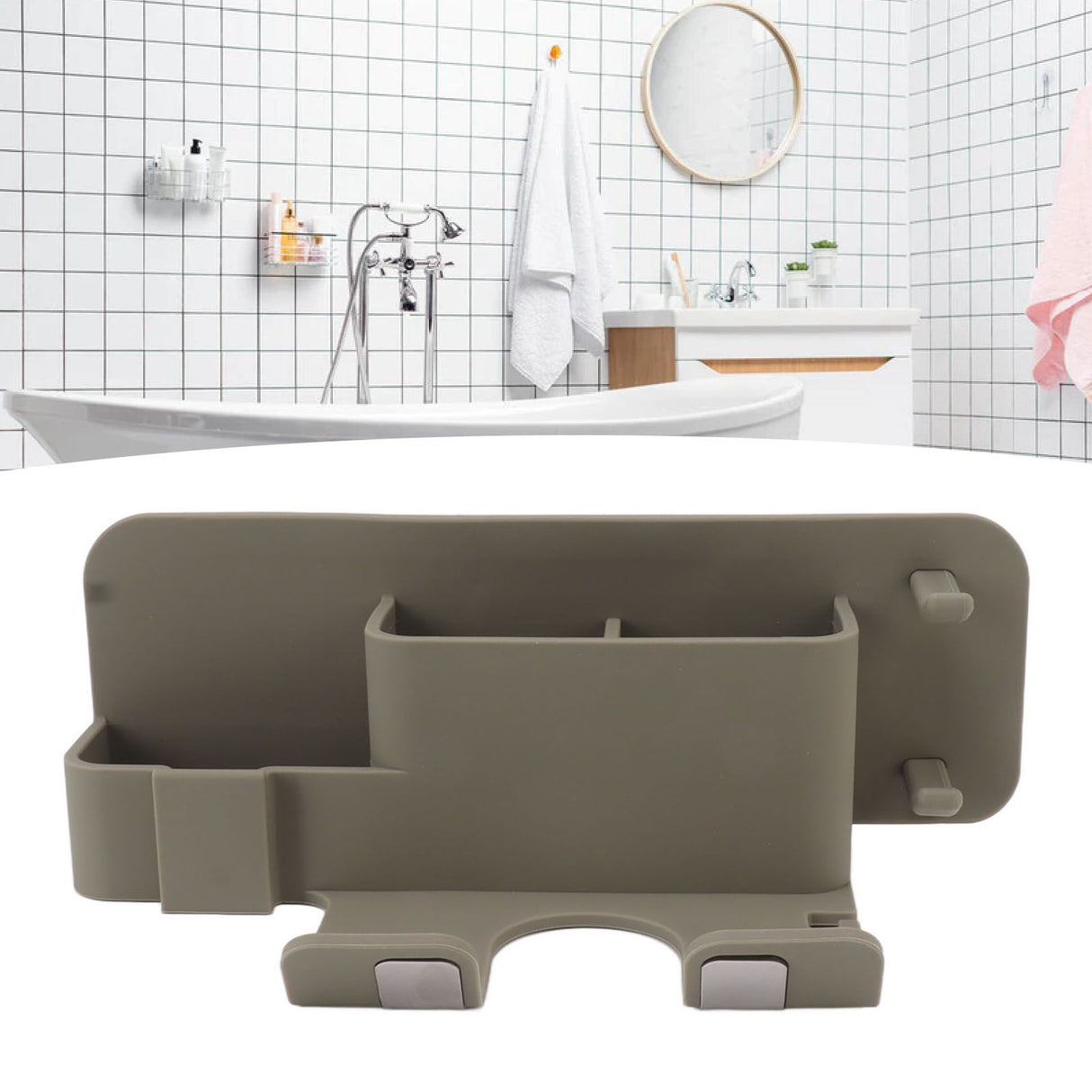 Wall Mounted Hair Dryer Holder Blow Dryer Holder Organizer Stand Bathroom Accessories Gray