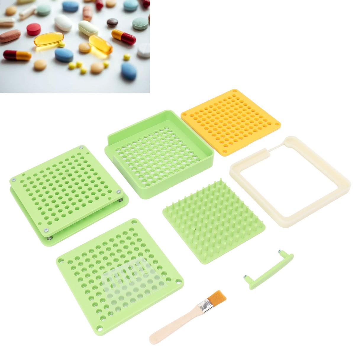 Medicine Capsule Filling Tray 100 Hole Capsule Filling Machine Capsule Filling Tool Manual Capsule Filler Light Green
