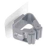 3pcs Wall Mounted Mop Holder Strong Adhesion Plastic Mop Broom Holder for Garage Tool Room Gray