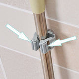 3pcs Wall Mounted Mop Holder Strong Adhesion Plastic Mop Broom Holder for Garage Tool Room Gray - Extra Image