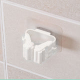 3pcs Wall Mounted Mop Holder Strong Adhesion Plastic Mop Broom Holder for Garage Tool Room White - Extra Image