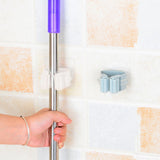 3pcs Wall Mounted Mop Holder Strong Adhesion Plastic Mop Broom Holder for Garage Tool Room White - Extra Image