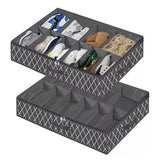 Underbed Storage Containers Adjustable Foldable Under Bed Shoe Storage Solution For Home Hotel Black