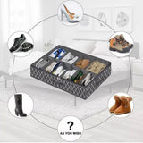 Underbed Storage Containers Adjustable Foldable Under Bed Shoe Storage Solution For Home Hotel Black - Rear View