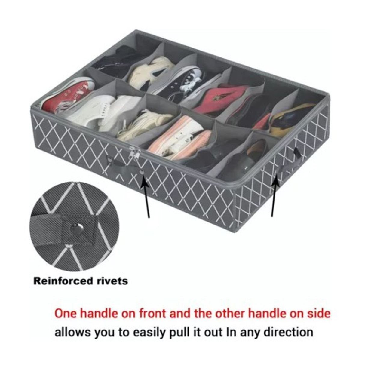 Underbed Storage Containers Adjustable Foldable Under Bed Shoe Storage Solution For Home Hotel Black