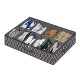 Underbed Storage Containers Adjustable Foldable Under Bed Shoe Storage Solution For Home Hotel Black