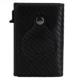 Card Wallet Soft Leather Large Capacity Lose Proof Multifunctional Men Wallet Gift Carbon Fiber Black - Front View