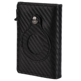 Card Wallet Soft Leather Large Capacity Lose Proof Multifunctional Men Wallet Gift Carbon Fiber Black - Side View