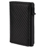 Card Wallet Soft Leather Large Capacity Lose Proof Multifunctional Men Wallet Gift Carbon Fiber Black - Top-Down View