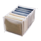 2Pcs White 7 Gird Pants Divider Storage Box Pants 7 Compartment Closet Pants Storage Case Organizer - Front View