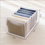 2Pcs White 7 Gird Pants Divider Storage Box Pants 7 Compartment Closet Pants Storage Case Organizer