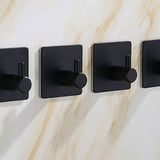 4PCS Clothes Hooks Strong Adhesive Wall Hook 304 Stainless Steel Hanging Hooks Black Square - 45-Degree Angle
