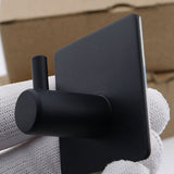 4PCS Clothes Hooks Strong Adhesive Wall Hook 304 Stainless Steel Hanging Hooks Black Square