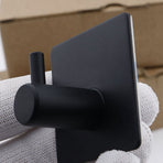 4PCS Clothes Hooks Strong Adhesive Wall Hook 304 Stainless Steel Hanging Hooks Black Square