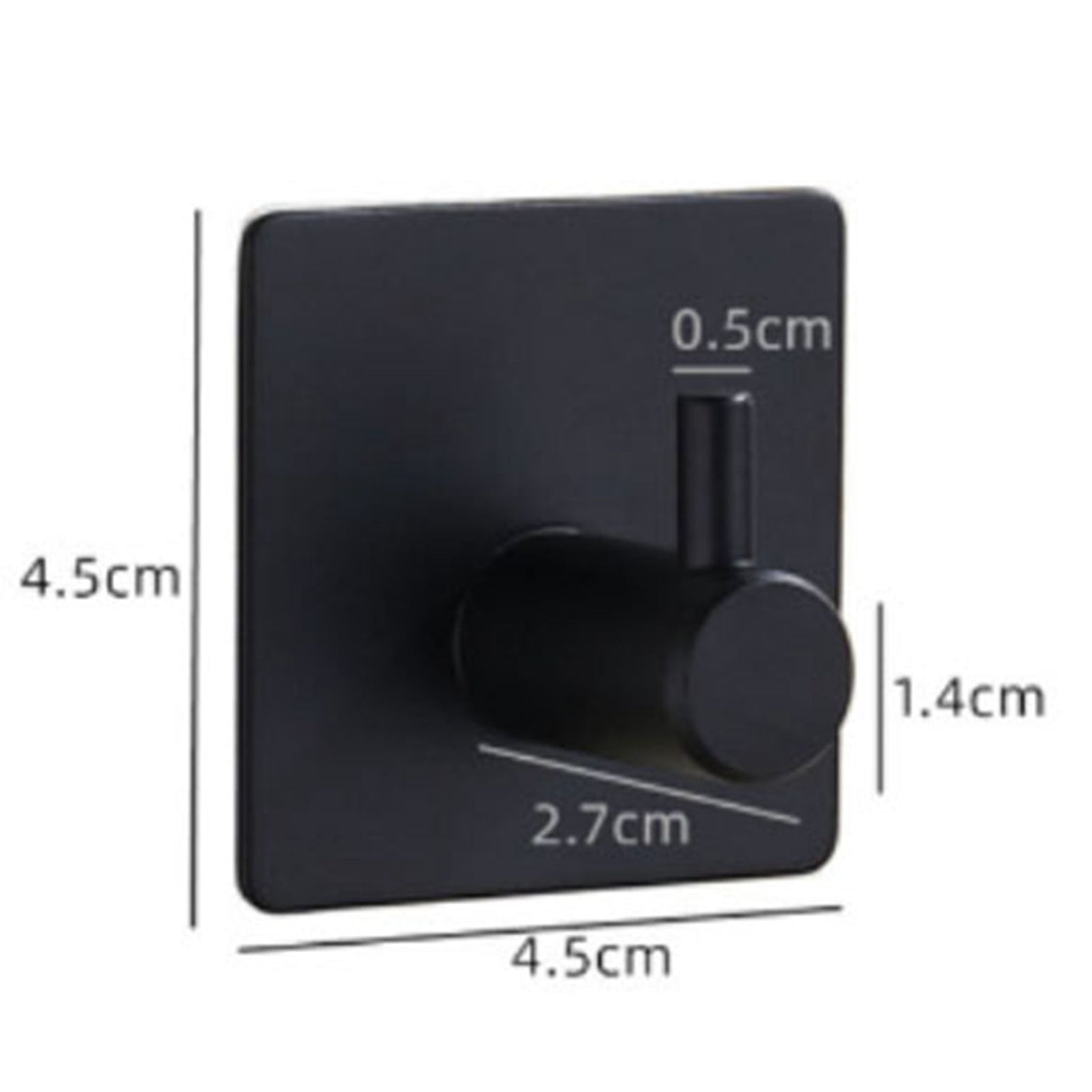 4PCS Clothes Hooks Strong Adhesive Wall Hook 304 Stainless Steel Hanging Hooks Black Square