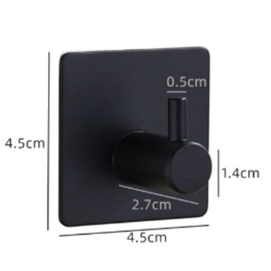 4PCS Clothes Hooks Strong Adhesive Wall Hook 304 Stainless Steel Hanging Hooks Black Square