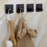 4PCS Clothes Hooks Strong Adhesive Wall Hook 304 Stainless Steel Hanging Hooks Black Square - Extra Image