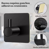 4PCS Clothes Hooks Strong Adhesive Wall Hook 304 Stainless Steel Hanging Hooks Black Square - Extra Image