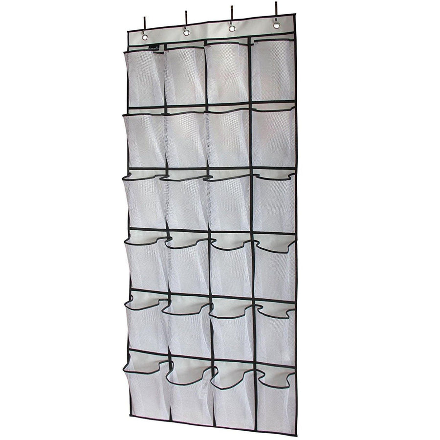 Over The Door Shoe Organizer Hanging Storage Bag Shoe Storage Door Hanger with 24 Mesh Pockets