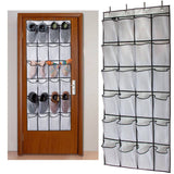Over The Door Shoe Organizer Hanging Storage Bag Shoe Storage Door Hanger with 24 Mesh Pockets - Side View