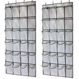 Over The Door Shoe Organizer Hanging Storage Bag Shoe Storage Door Hanger with 24 Mesh Pockets - Top-Down View