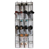 Over The Door Shoe Organizer Hanging Storage Bag Shoe Storage Door Hanger with 24 Mesh Pockets - Rear View