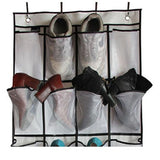 Over The Door Shoe Organizer Hanging Storage Bag Shoe Storage Door Hanger with 24 Mesh Pockets - Close-Up Angle