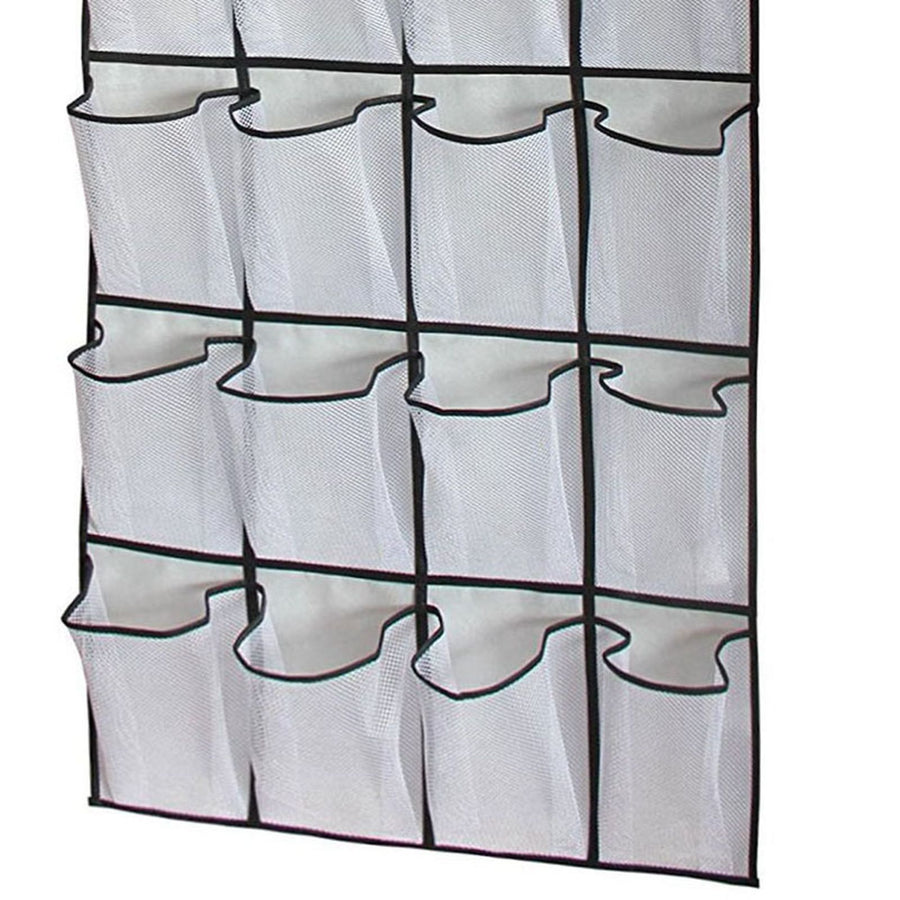 Over The Door Shoe Organizer Hanging Storage Bag Shoe Storage Door Hanger with 24 Mesh Pockets