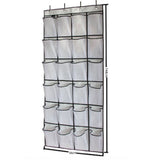 Over The Door Shoe Organizer Hanging Storage Bag Shoe Storage Door Hanger with 24 Mesh Pockets