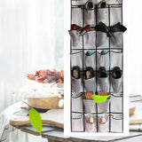 Over The Door Shoe Organizer Hanging Storage Bag Shoe Storage Door Hanger with 24 Mesh Pockets