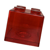 Clear Money Saving Bank Building Block Design Rectangular Transparent Coin Saving Box for Kids Boys Girls Red 8.9x8.9x9.2cm / 3.5x3.5x3.6in - Top-Down View