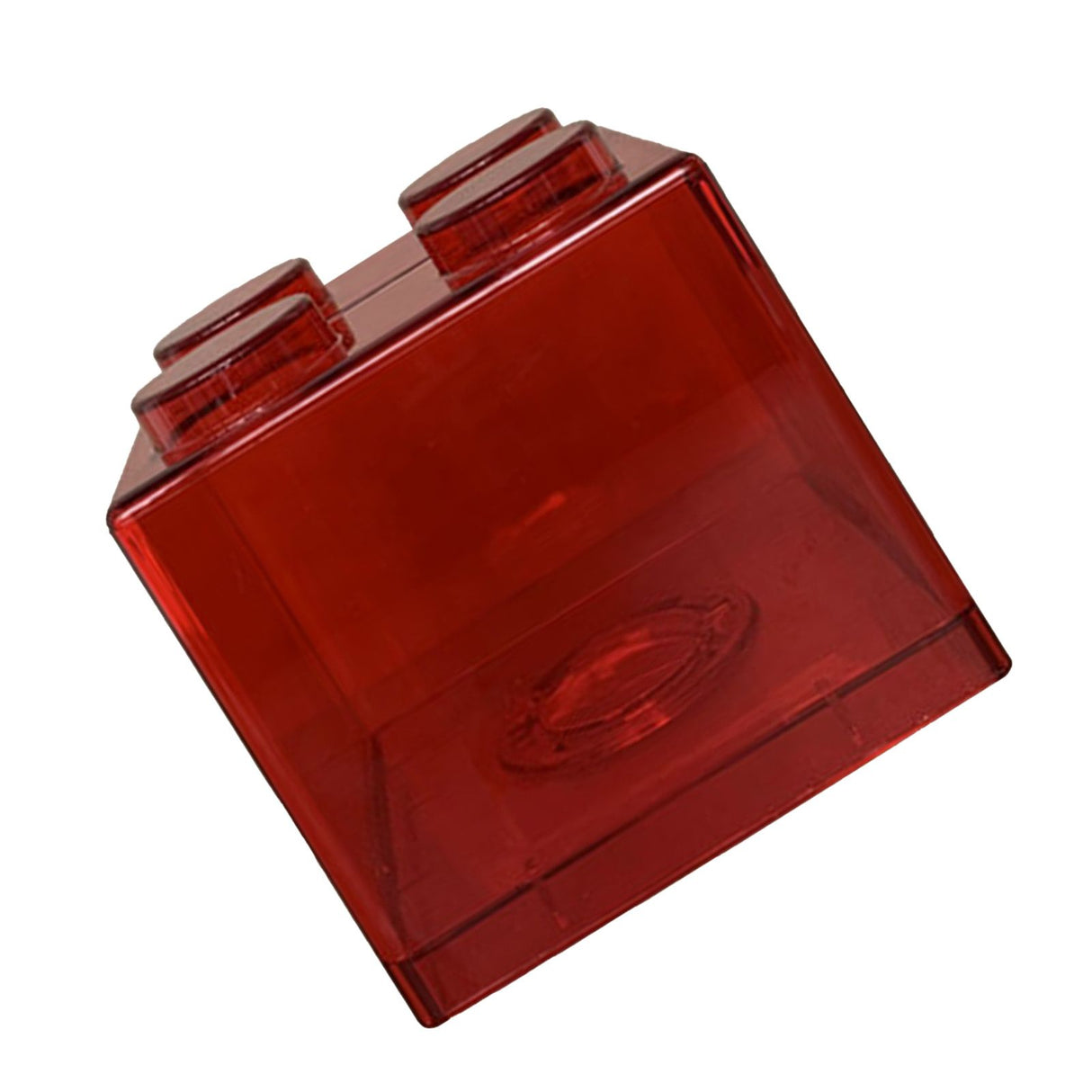 Clear Money Saving Bank Building Block Design Rectangular Transparent Coin Saving Box for Kids Boys Girls Red 8.9x8.9x9.2cm / 3.5x3.5x3.6in