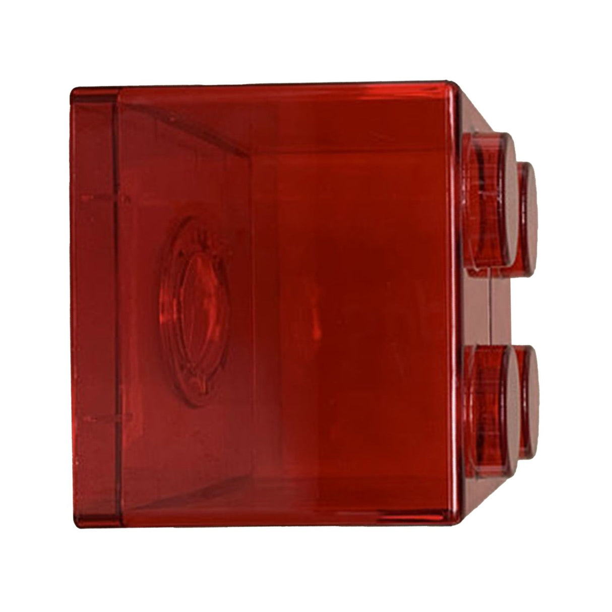 Clear Money Saving Bank Building Block Design Rectangular Transparent Coin Saving Box for Kids Boys Girls Red 8.9x8.9x9.2cm / 3.5x3.5x3.6in