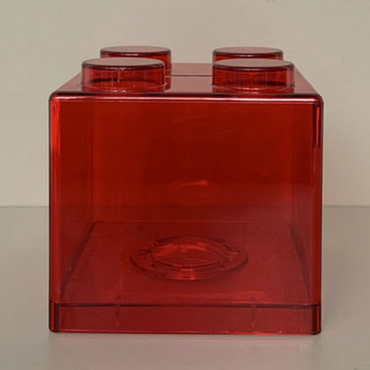 Clear Money Saving Bank Building Block Design Rectangular Transparent Coin Saving Box for Kids Boys Girls Red 8.9x8.9x9.2cm / 3.5x3.5x3.6in
